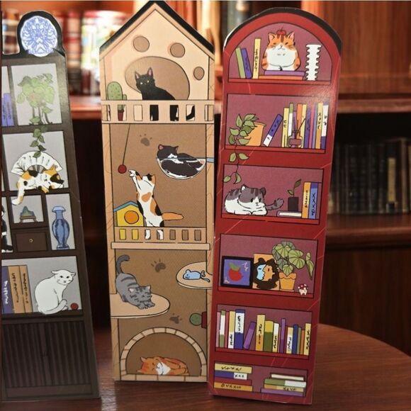 5pcs CAT Bookmarks Bookshelf Clock Home Book Marker Clips Reading Colorful Gift - Picture 3 of 10
